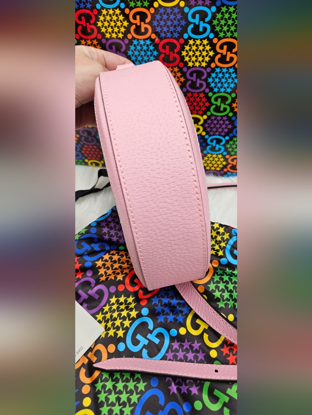 GUCCI Rainbow Psychedelic Round Shoulder Messenger Bag Purse Pink Handbag - Picture 7 of 17